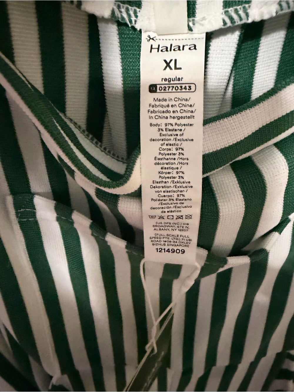 Halara Green & White Pockets Stripe Waffle Overalls XL - Picture 4 of 5